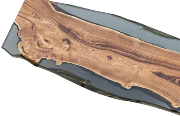 Şeffaf Füme Epoksili Tabla — Kestane masif ahşap, 220 cm × 100 cm