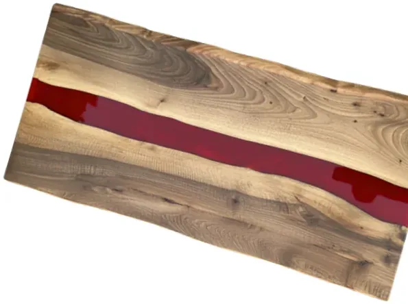 Kırmızı Epoksili Tabla — Kestane masif ahşap, 200 cm × 100 cm