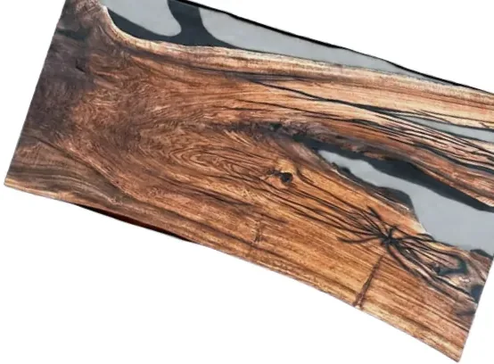 Şeffaf Siyah Epoksili Tabla — Ceviz masif ahşap, 200 cm × 90 cm