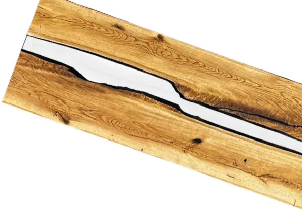 Şeffaf Epoksili Tabla — Kestane masif ahşap, 260 cm × 100 cm