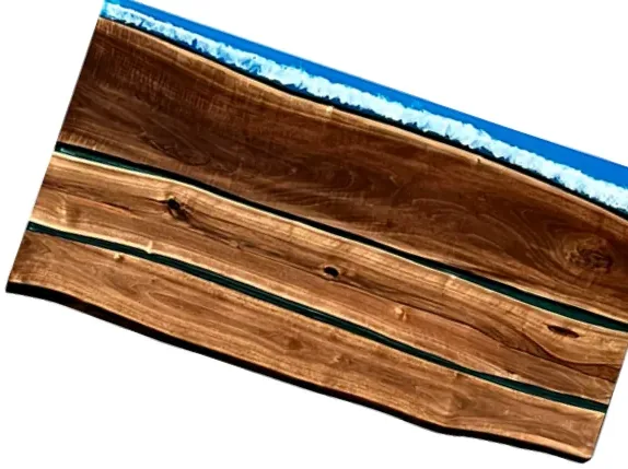 Deniz Efekt Epoksili Tabla — Ceviz masif ahşap, 180 cm × 90 cm