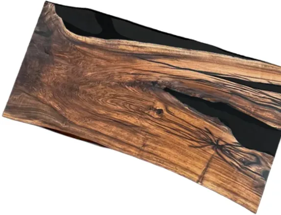 Siyah Epoksili Tabla — Ceviz masif ahşap, 200 cm × 90 cm