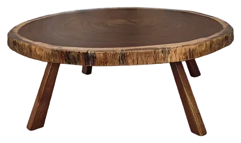 AURA Orta Sehpa — İroko masif ahşap, 45 cm × 100 - 110 cm
