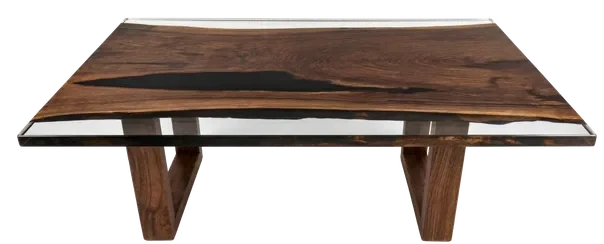 NÜVE Epoksili Orta Sehpa — Ceviz masif ahşap, 80 cm × 45 cm × 135 cm
